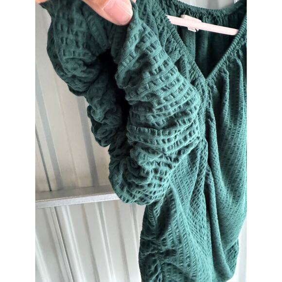 3 for $9 Loft Green Puff Sleeve Green Top 100% Cotton XL - Picture 4 of 8